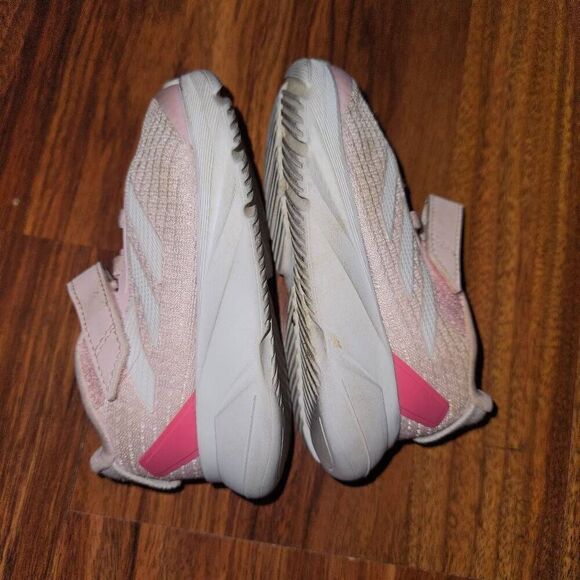 Adidas Pink & White Velcro Sneakers Toddler Size 5 - Picture 3 of 7